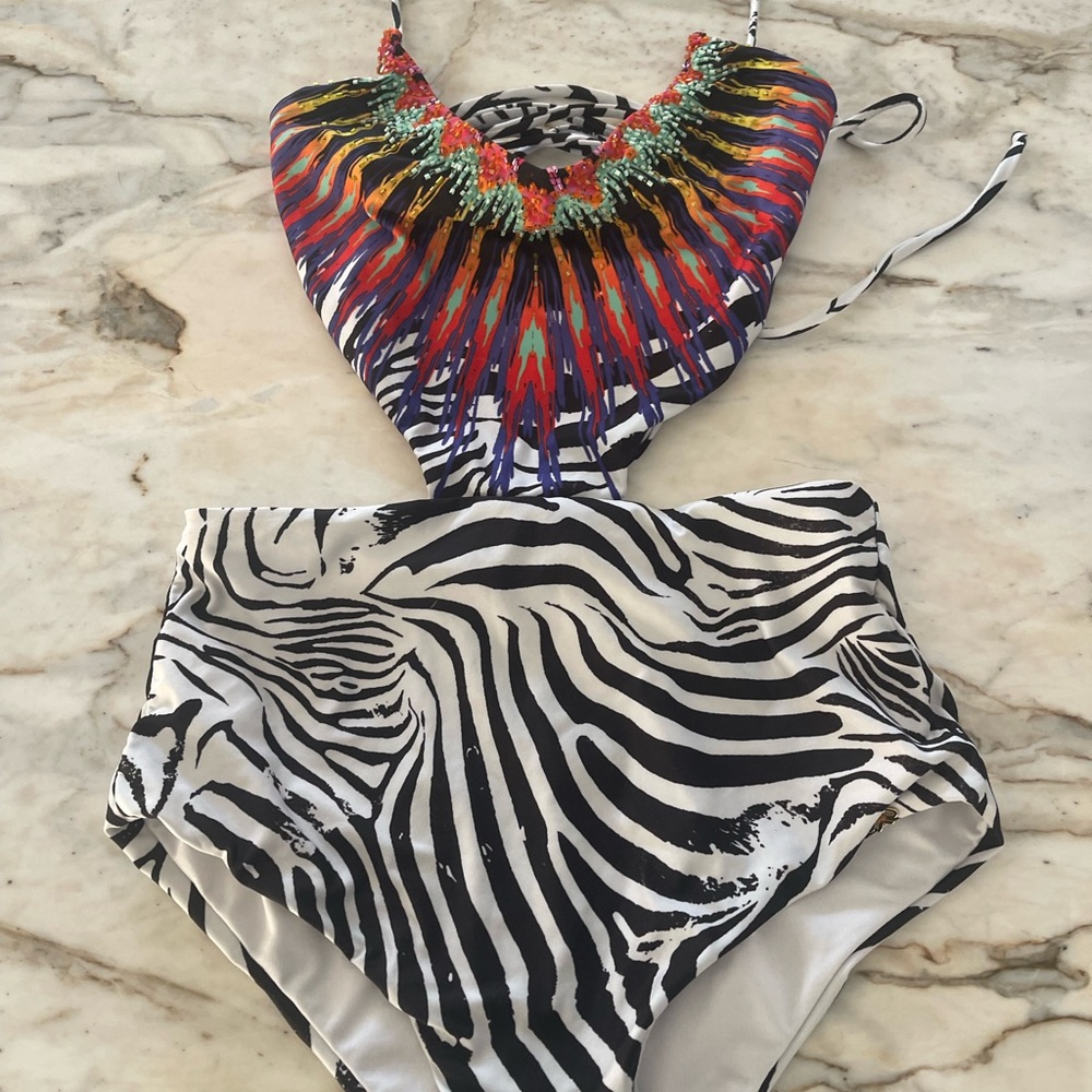 Pilyq one peice beaded top swimsuit